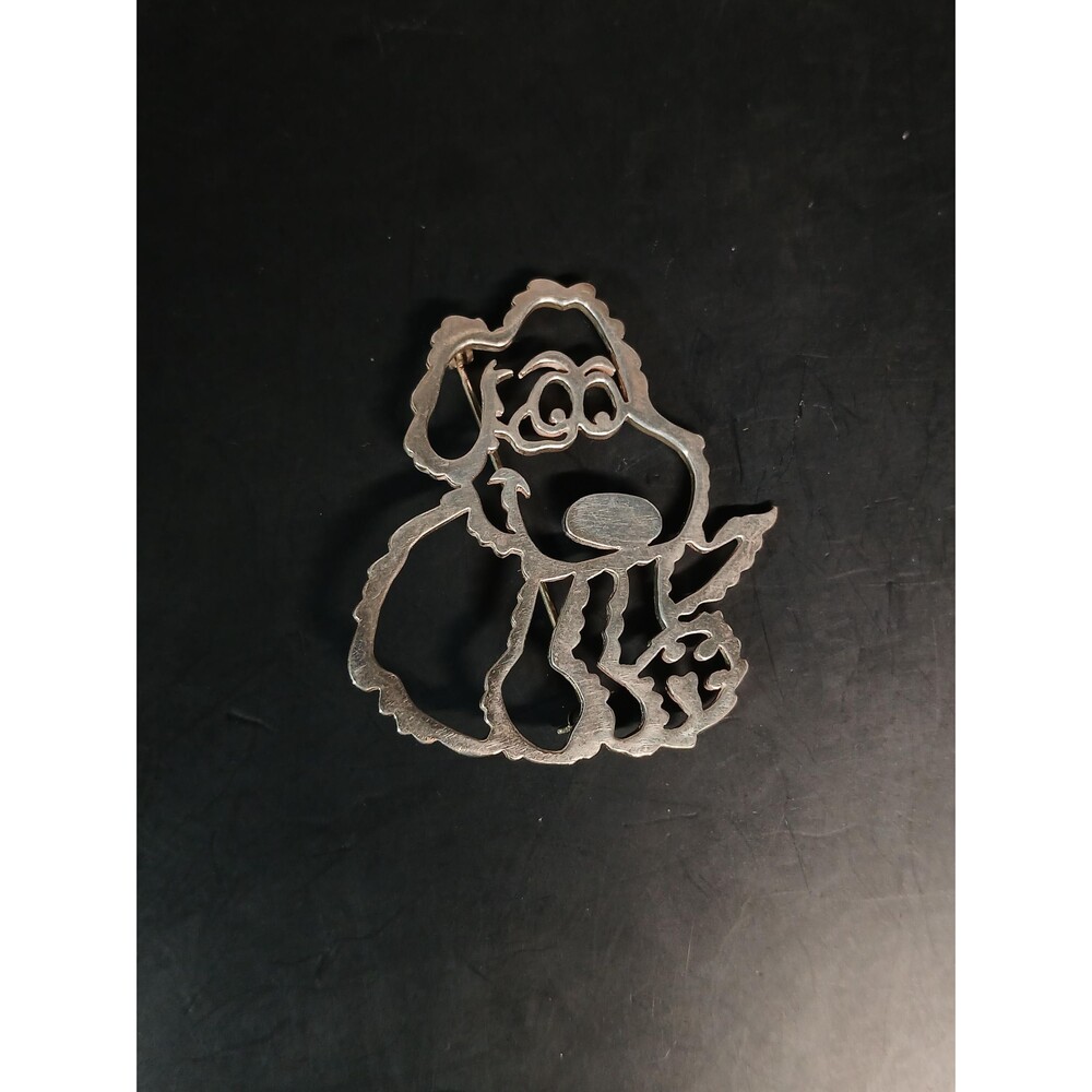 Vintage Sterling Silver Snoopy Dog Brooch
